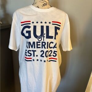 White Graphic T-Shirt with Blue and Red Print